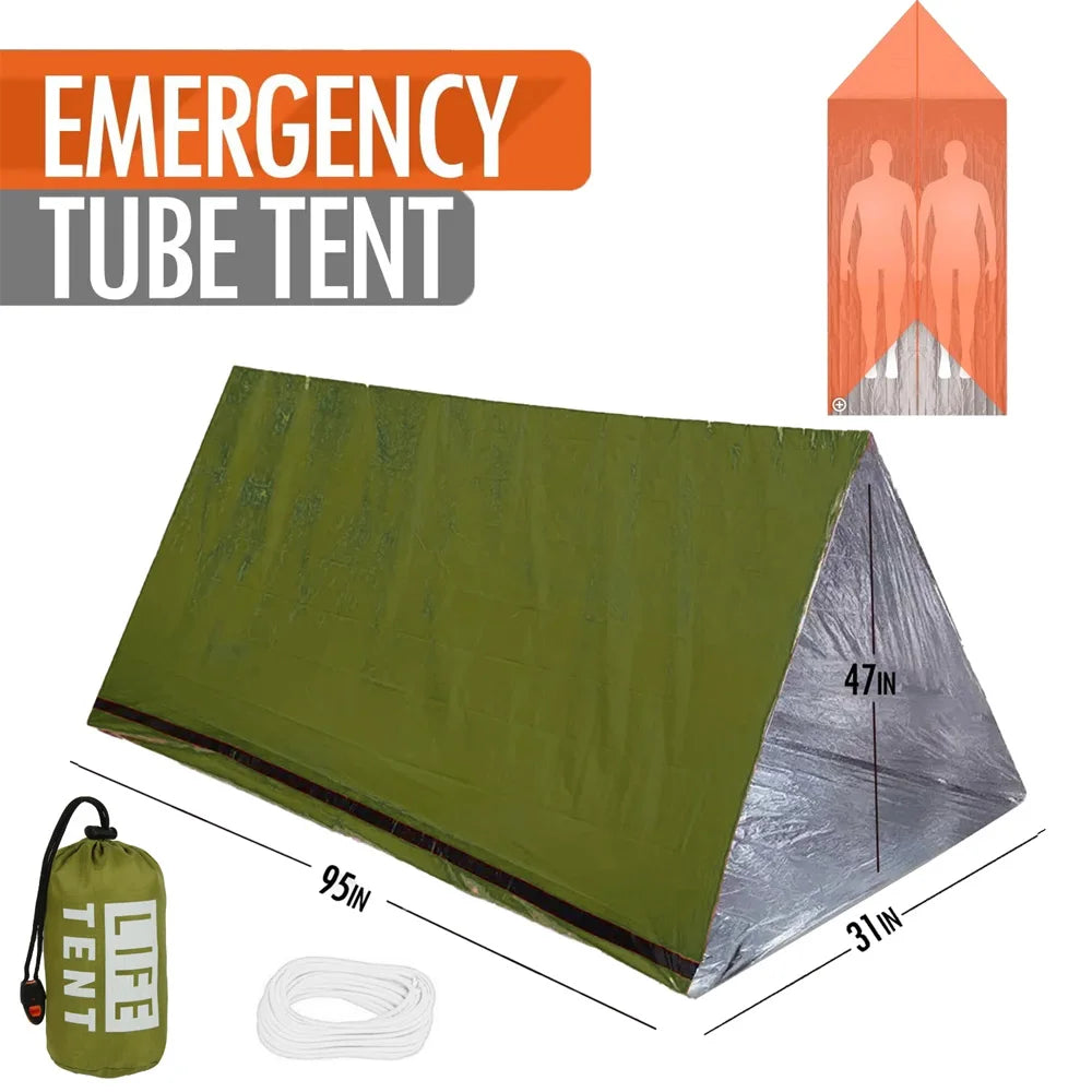 2-Person Emergency Survival Tent – Waterproof Mylar Space Blanket Shelter / Tente de survie d'urgence 2 personnes – Abri imperméable mylar