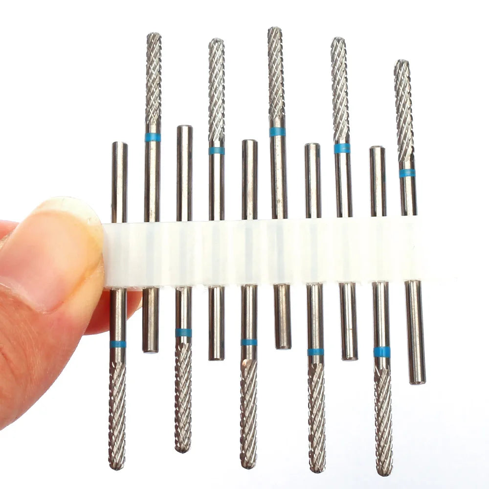 10pc Carbide Manicure Drills Nail Drill Bits Set Milling Cutters Kits Gel Polish Remover Files Electric Burr Tools Accesstries