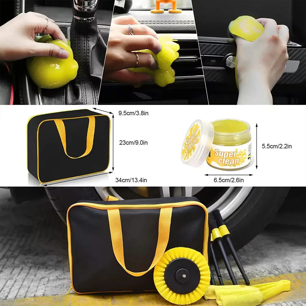 KUNAISI Car Cleaning Kit Detailing Brush Set Car Polish Pads Car Cleaning Brush For Car Air Vents Rim Dirt Dust Clean Tools