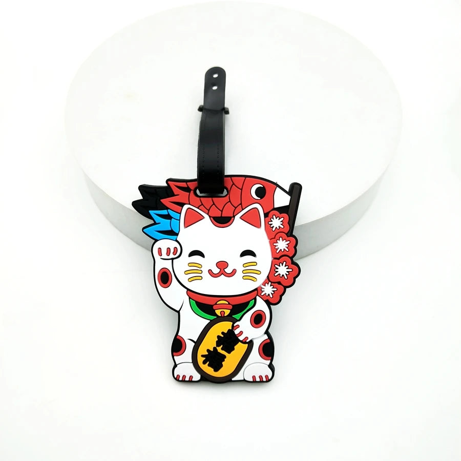 1pc/2pcs/3pcs Zhaocai Cat luggage tag pendant travel essential airport luggage anti loss ID tag luggage name unisex
