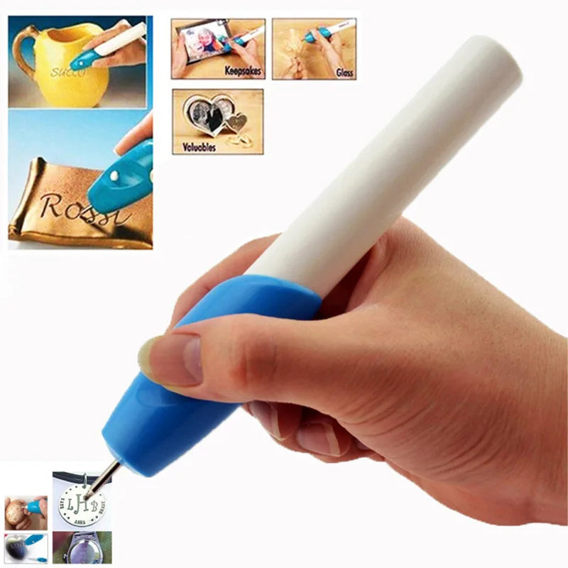 1PC Electric Lettering Pen, Cordless Handheld Carving DIY Automatic Engraving for Glass Metal Plastic Leather