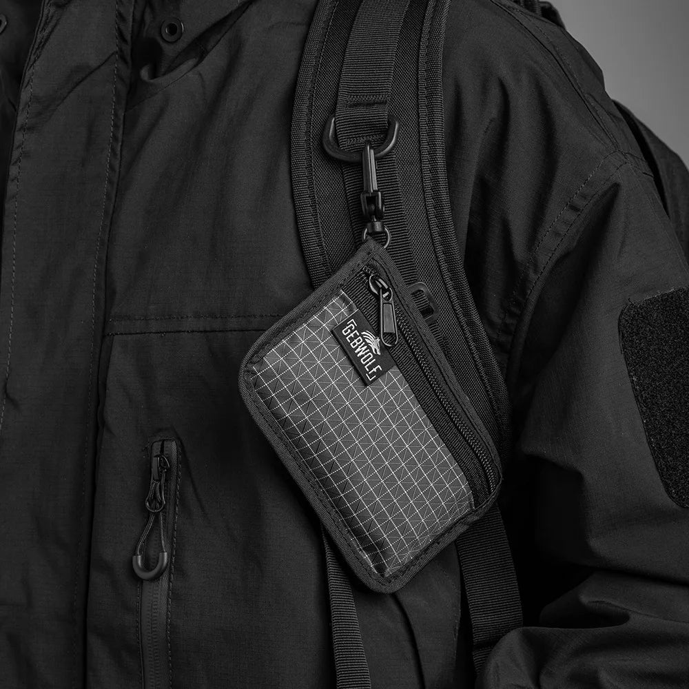 Organizer Pouch Ultralight Wallet with YKK Zipper Durable Grid Fabric Coin Purse for Cards Earbuds Small Gear