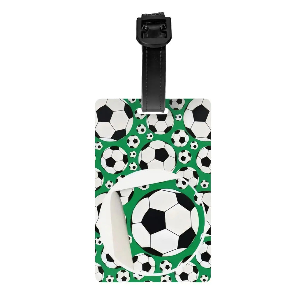 Custom Cool Soccerly Footbally Print Luggage Tag With Name Card Privacy Cover ID Label for Travel Bag Suitcase