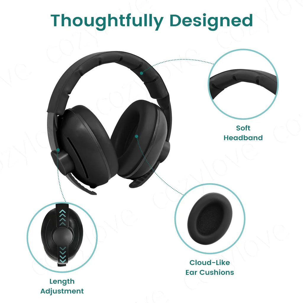 2-in-1 Adjustable Baby Kids Noise Cancelling Earmuffs, Dual Stage Convertible Infant Sound Proof Earmuffs for Newborn to Toddler