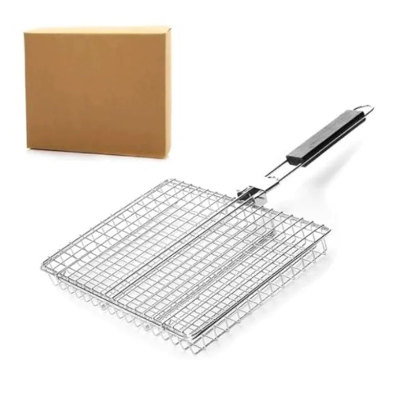 Portable Barbecue Row Folding Stainless Steel Barbecue Net Plate Grilled Fish Vegetables Shrimp Barbecue Net Cooking Accessories