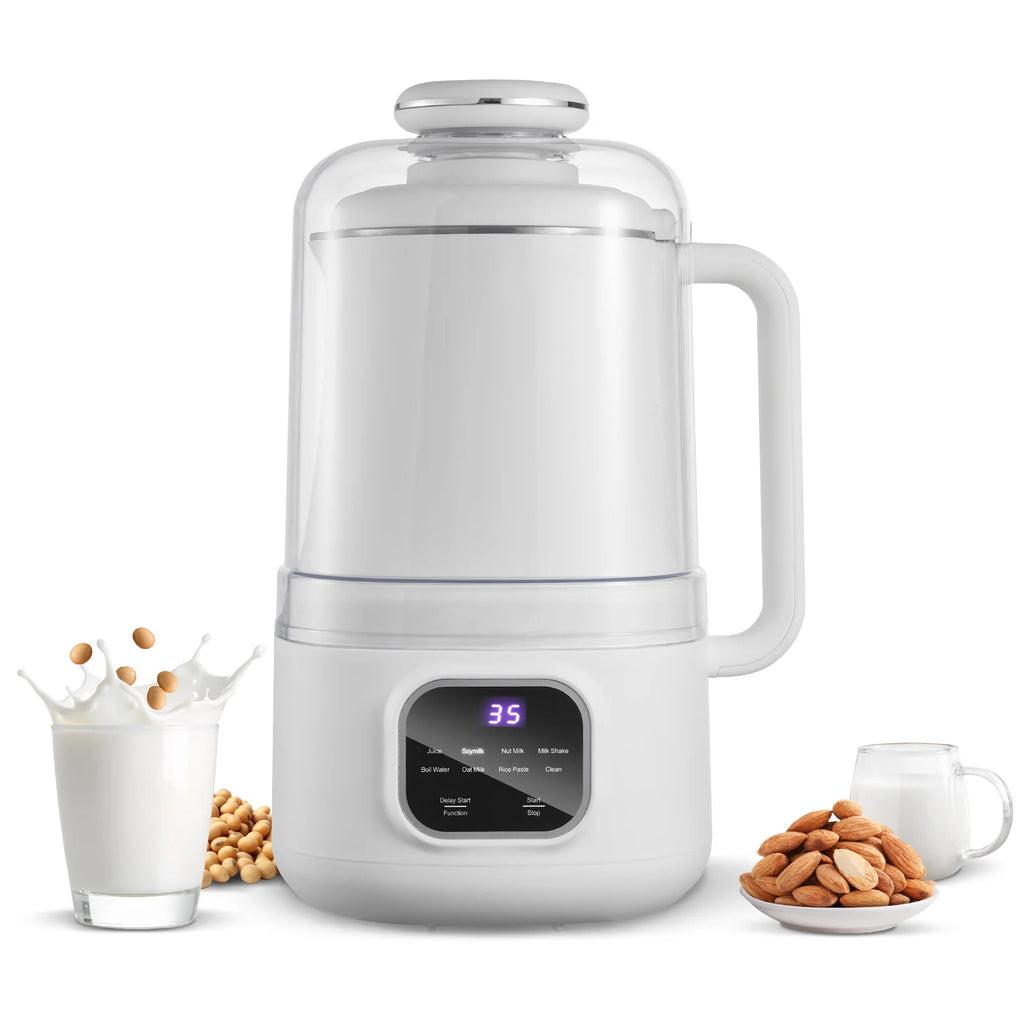 SucceBuy 8-in-1 Nut Milk Maker 34 oz Soy 200W for Homemade Oat Plant-Based Beverages with Self-Cleaning Boil Water 12-Hour Delay
