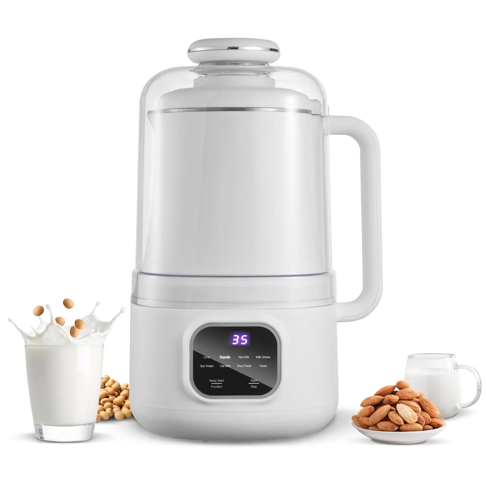 SucceBuy 8-in-1 Nut Milk Maker 34 oz Soy 200W for Homemade Oat Plant-Based Beverages with Self-Cleaning Boil Water 12-Hour Delay