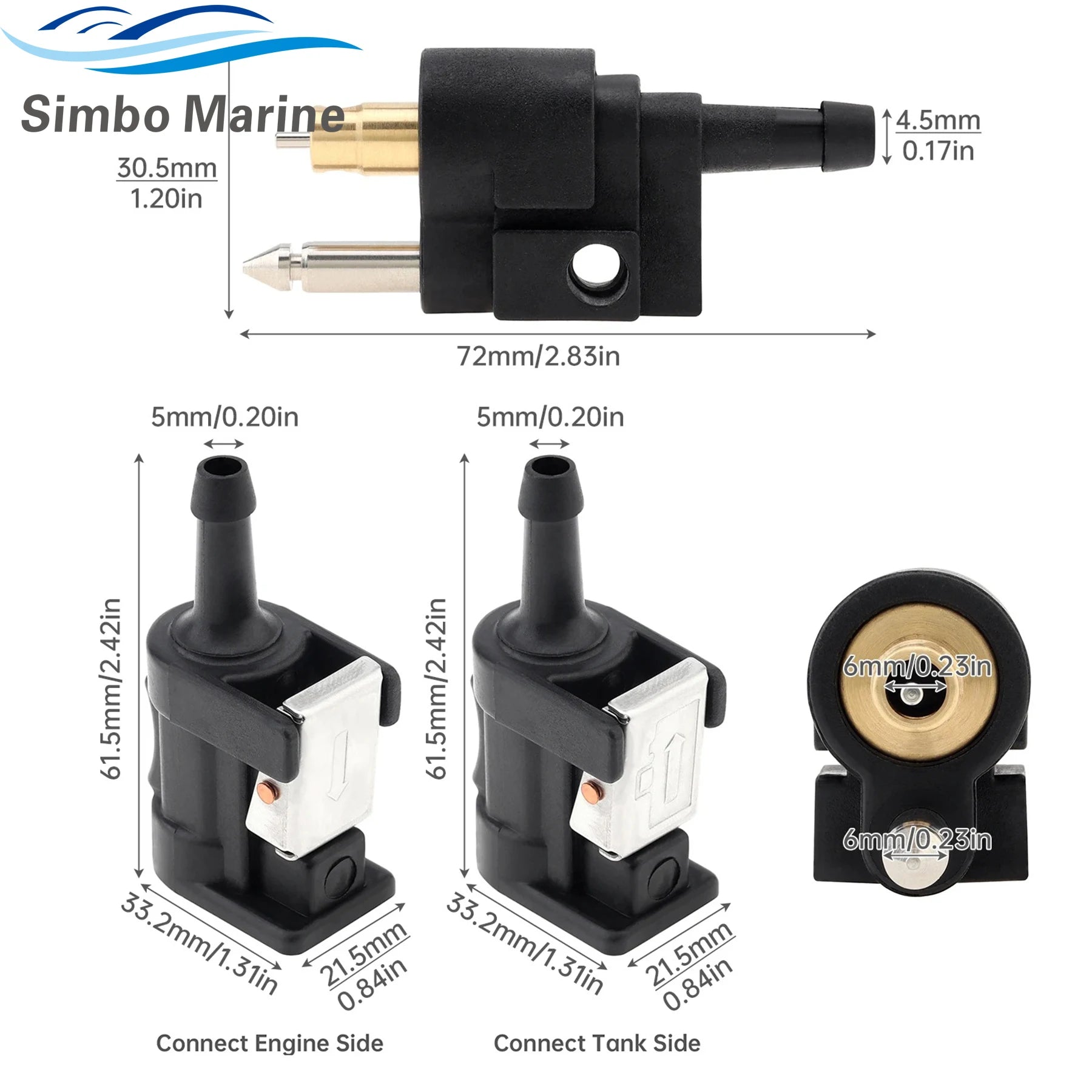 6mm Fuel Line Connector Pipe Joint for Yamaha Boat Outboard Engine Fuel Tank Hose Pipe Replaces 6Y1-24305-06 6G1-24304-02