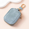 Soft Suede Car Key Storage Pouch with Smooth Zipper Sturdy Metal Carabiner Compact Case for Keys Earbuds Business Travel