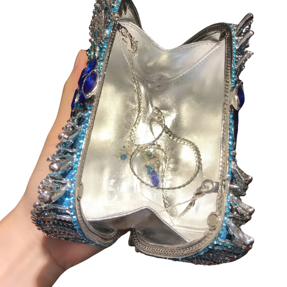 Factory Wholesale Liner Full Rhinestone Crystal Handmade Bridal Party Ladies Clutch Bag Radial Shape Evening Bag