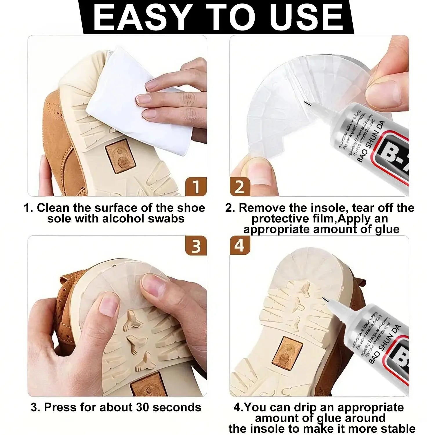 B7000 Shoe Glue, Professional Grade B-7000 Repair Adhesive for All Footwear Instant Bond,Clear Drying,Flexible, & Durable for Shoe Edge Anti-vibration Universal Glue 15/50/110ML.