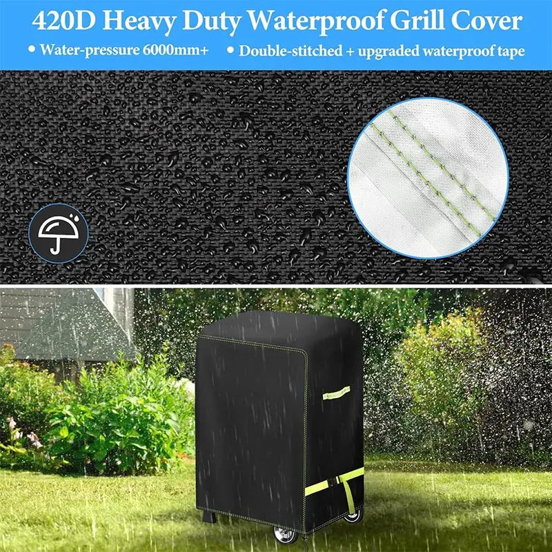 420D Outdoor Barbecue Cover, Marine Barbecue Stove Protective Cover, Lightweight Portable, Dust Cover, Waterproof and Sun Protec