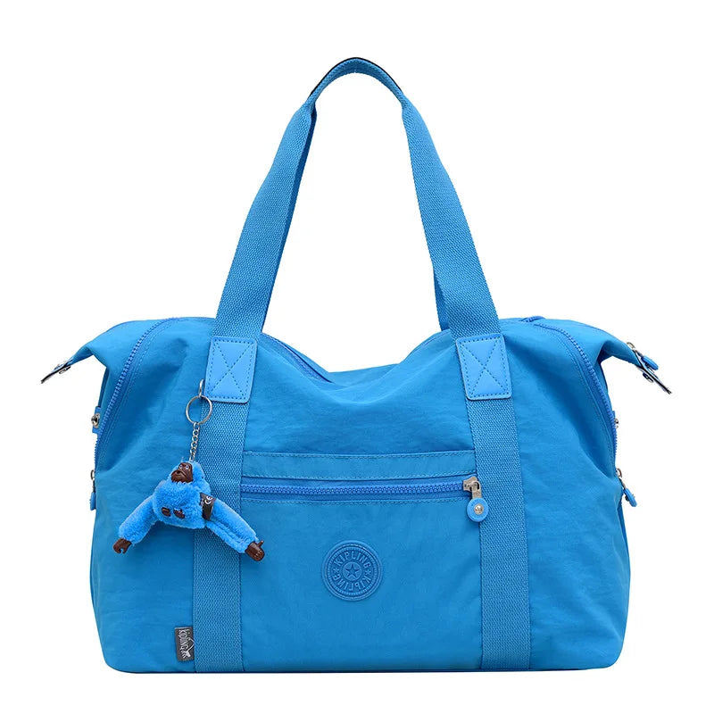 Travel Bag Large Capacity Washed Cloth Lightweight Short Trip Fitness Bag Monkey Pendant Luggage Bag Unisex Street Style