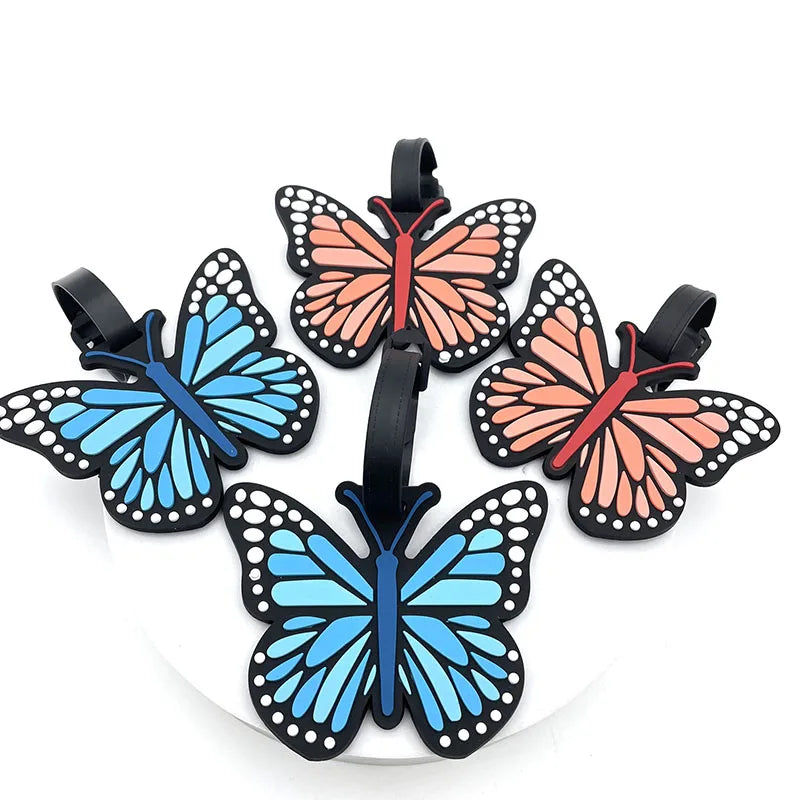 4 Color Travel Accessories Cute  Butterfly Luggage Tag Silica Gel Suitcase ID Address Holder Baggage Boarding Tag Portable Label