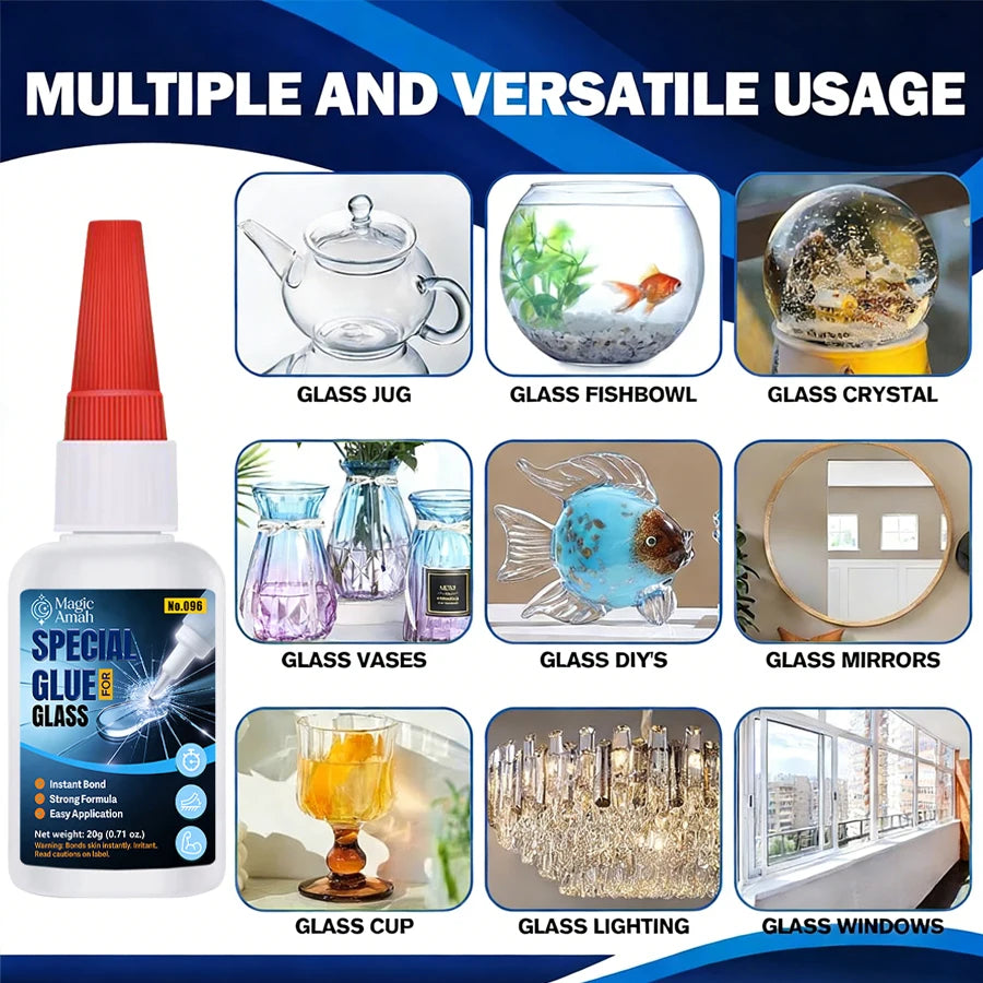 1-3Pcs CA Instant Glass Glue – Low Cost,Strong, Quick-Dry, Clear Waterproof Adhesive for Glass, Windows & Mirrors