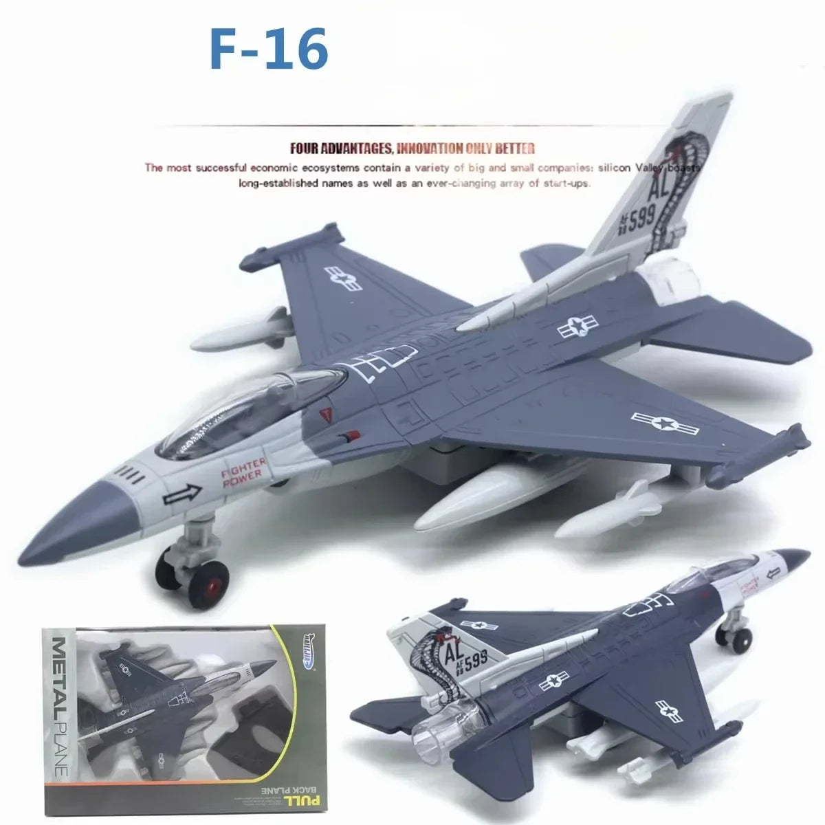 American F-16 Fighter Alloy Aircraft Model with Sound Light Series Children's Aircraft Model Toy Birthday Gift Christmas