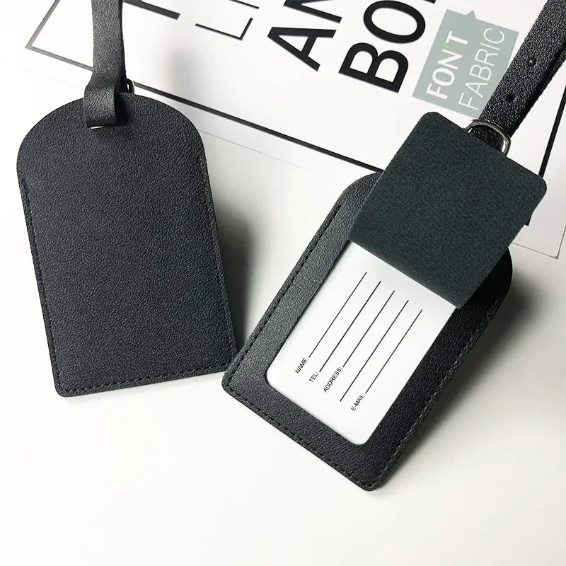 1PC PU Leather Luggage Tag Women Men Flight Holiday Travel Accessories Suitcase Tags Name ID Address Lable Bag Tags for Luggage