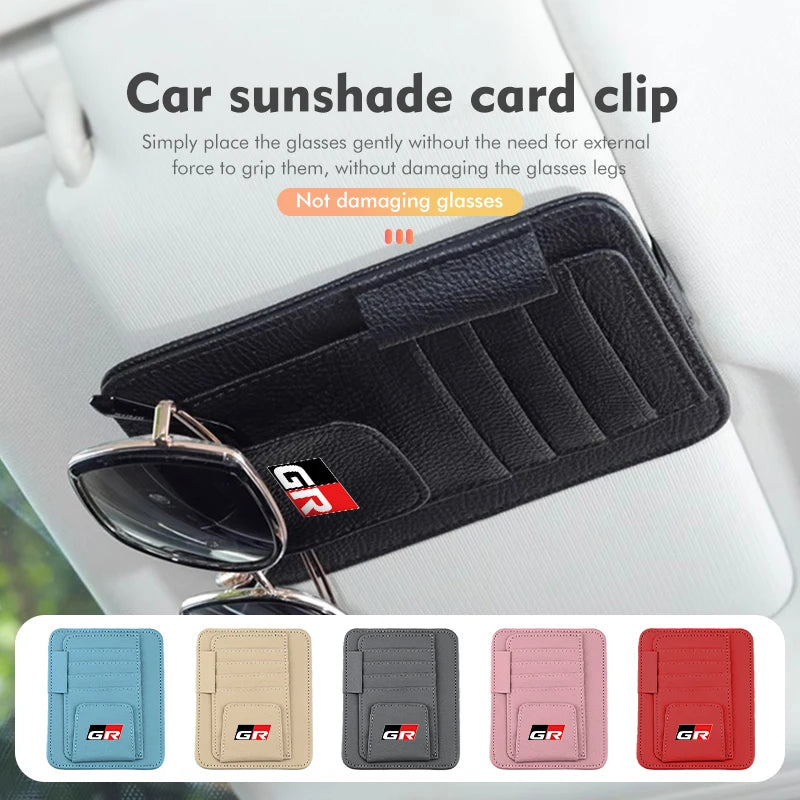 Car Sun Visor Storage Bag Sunglasses Organizer Holder Card Clip For Toyota Yaris Corolla Prius Auris CHR Land Cruiser RAV4 Camry