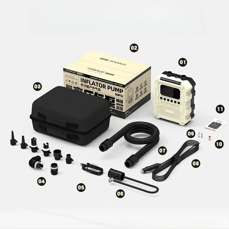 Wireless High Power Electric Inflator Deflator Digital Display Auto Shut Off Portable Outdoor SUP Tent Raft Tire Kayak Air Pump