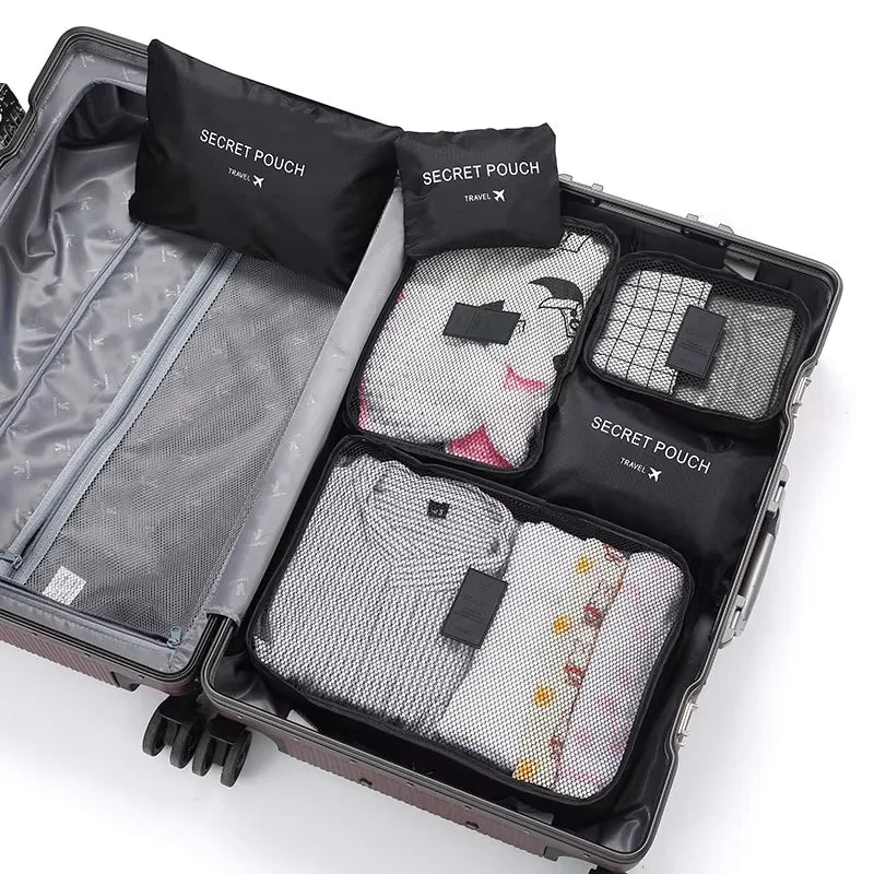 6pcs Multifunction Travel Bags Waterproof Clothes Storage Luggage Organizer Pouch Packing Cube Men And Women Travel Storage Bag