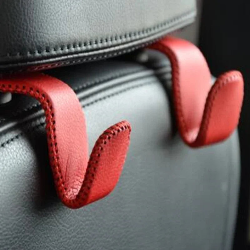 Car Seat Headrest Hooks Leather Hidden Back Hanger Storage Holder Organizer Rear Rack For Purses Bags Interior Accessories