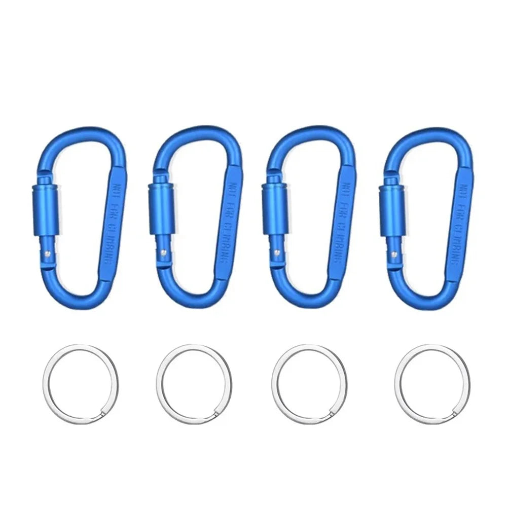 4 Pack D-ring Carabiner Clip Lightweight Aluminum Carabiners With Barrel Locking For Keychain Tactical Bag Backpack
