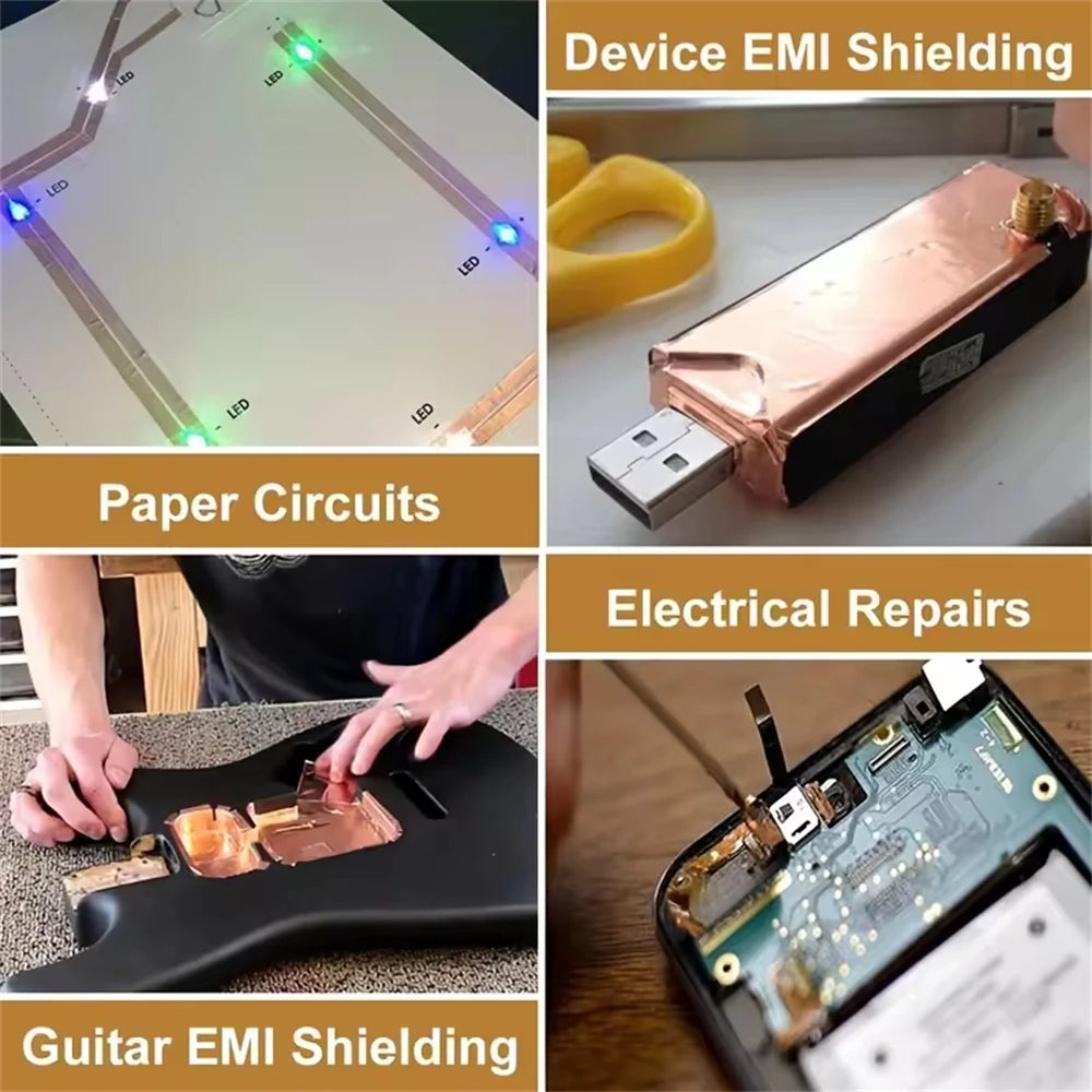 20M Copper Foil Tape Adhesive Single Sided Conductive Snail EMI Shielding DIY Circuit Electrical Repair Tapes DIY Copper Tape