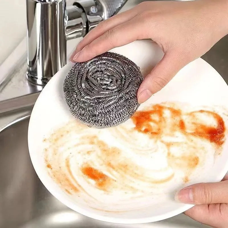 30/1pcs Steel Wire Dishwashing Cleaning Ball Kitchen Pot Pans Dishes Oil Rust Remover Brushes Kitchen Cleaning Steel Wire Balls
