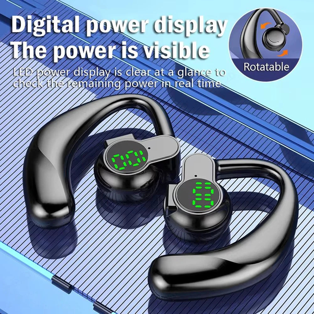 Bluetooth 5.4 Open 180° Rotation Wireless Business Headset With Mic Air Conduction Ear-hook Touch Control Sports Hifi Earphone