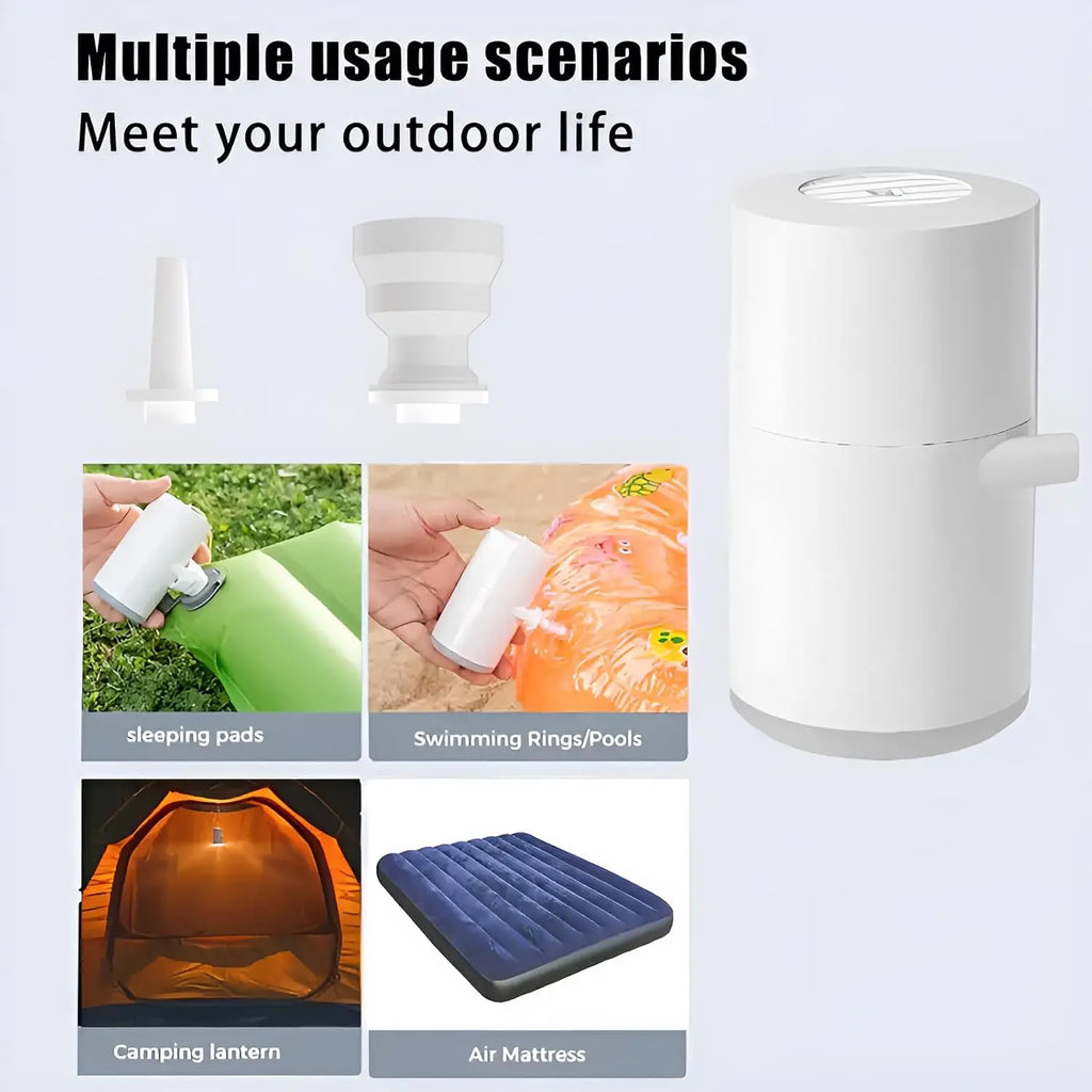 Tiny Portable Ultra-Mini Mattress Air Pump Camping SOS Lamp Rechargeable for Pool Float Air Bed Swimming Ring Vacuum Storage Bag