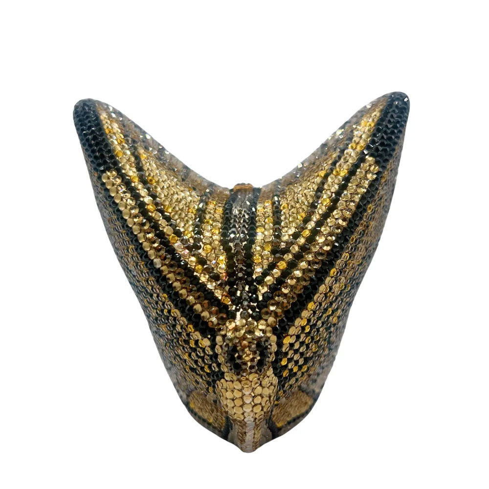 Hot Selling Butterfly Monarch Shaped Crystal Luxury Evening Bag Rhinestone Clutch Purse for Ladies Trendy Metal Frame Handbag