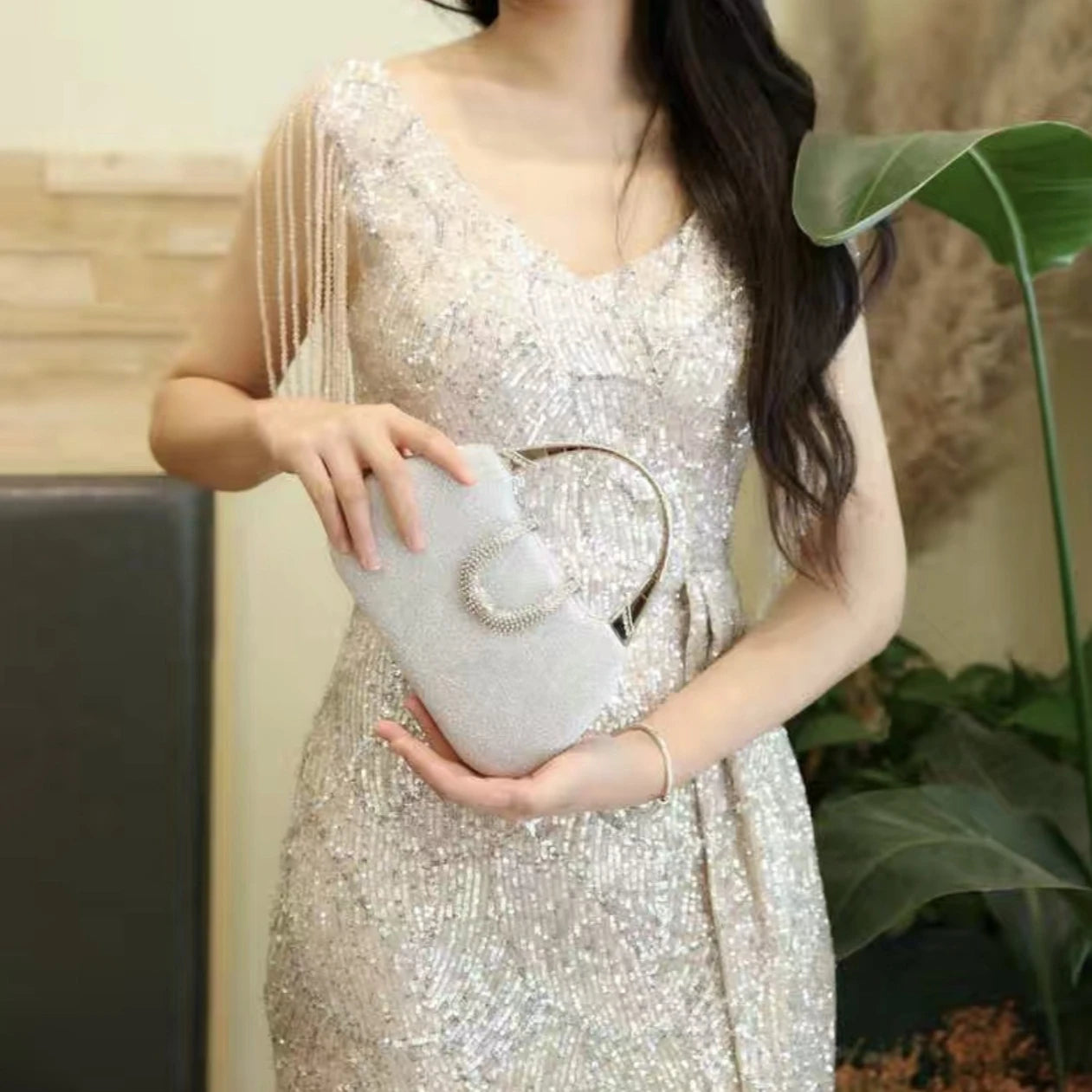 Pearl Rhinestone Evening Bag Luxury Diamond Crossbody Single Shoulder Purse Elegant Bridesmaid Party Handbag Shiny Fashion Tote