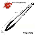 Multi-Size Lock Kitchen Tongs 7/9/12Inch Silicone Tip Heat Resistant Barbecue Gadget for Home Cooking Outdoor BBQ Use