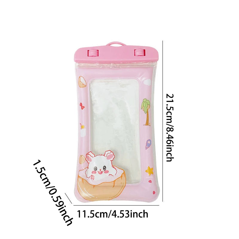 Animal phone waterproof bag cartoon style airbag floating touch screen protective cover swimming phone waterproof bag