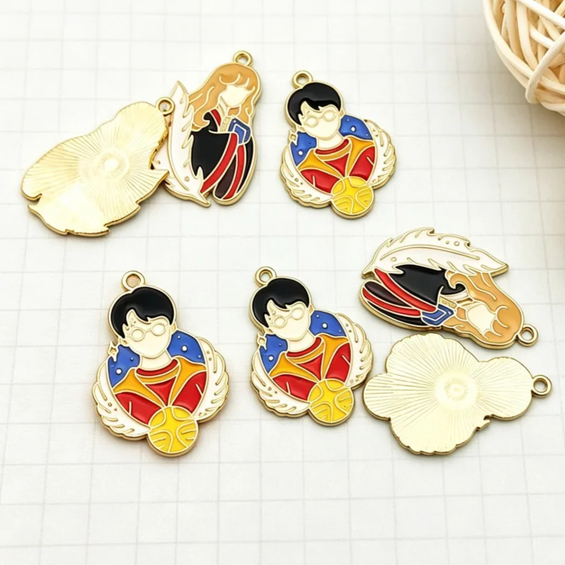 10pcs cartoon peripheral metal badges cartoon character pendants, DIY jewelry making earrings, keychains, accessories