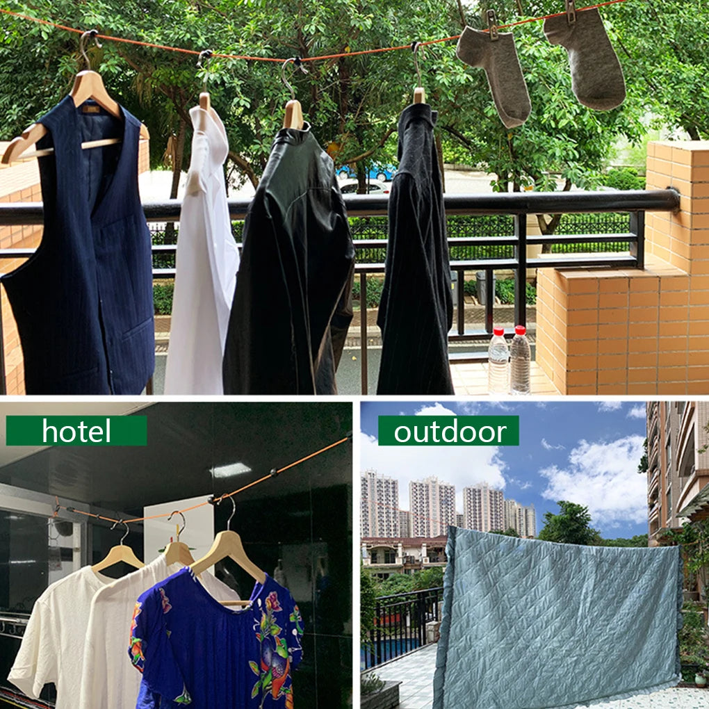 Portable Travel Clothesline Retractable Non-Perforated  Drying Rack Outdoor Camping Windproof Adjustable Hanging Rack Clothing