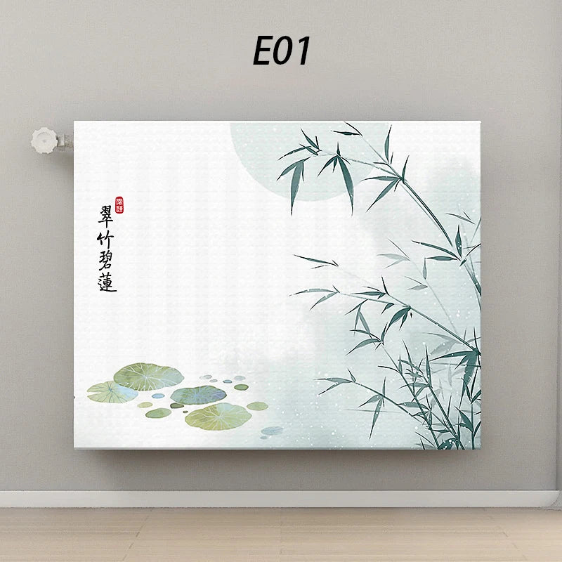 55-210cm Elastic All Inclusive Radiator Dust Cover Multi-sizes Chinese Style Printing Decorative Heater Cover Washable Reusable