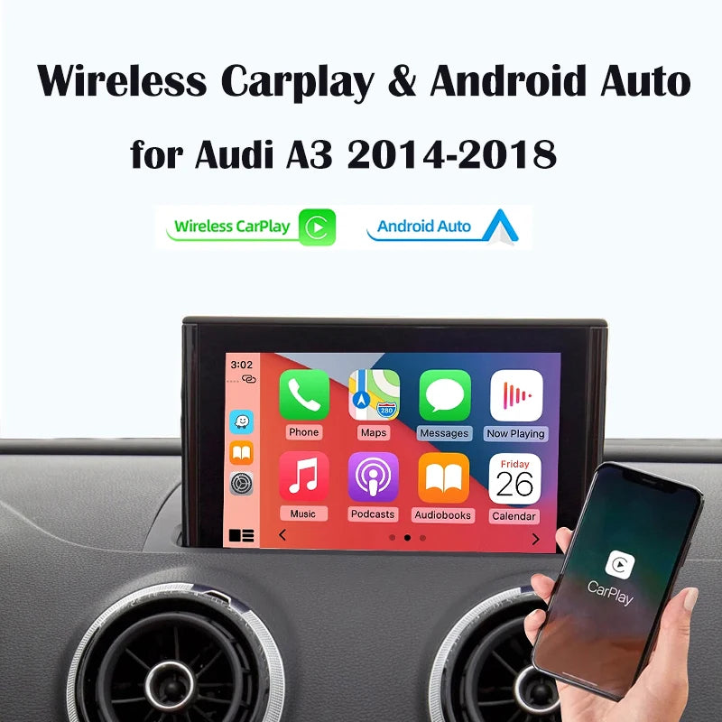 Wireless Carplay Android Auto module for audi A3 S3 RS3 8V 2014-2018 Camera interface box Mirror Link AirPlay Plug and Play