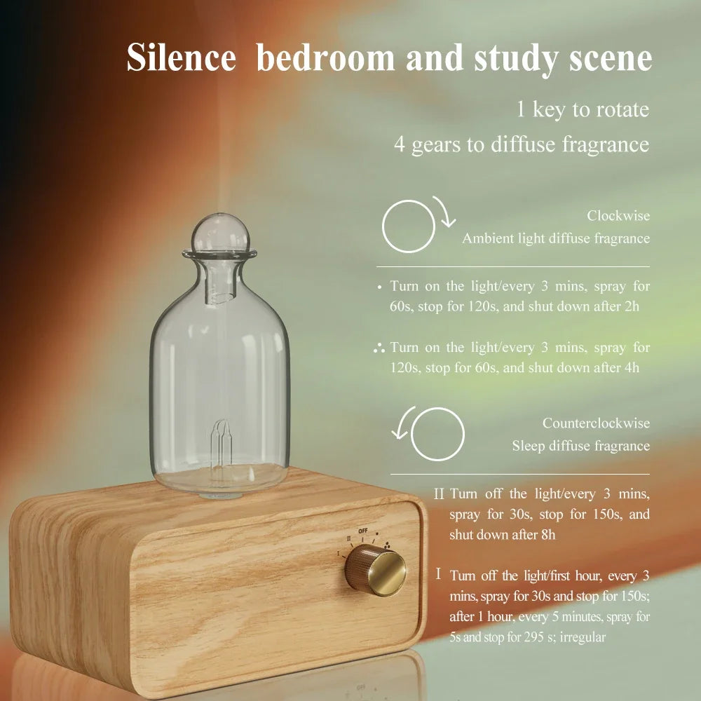Waterless Aroma Essential Oil Diffuser Rechargeable Wooden Fragrance Electric Scent Diffuser Built-in Battery Nebulizer For Home