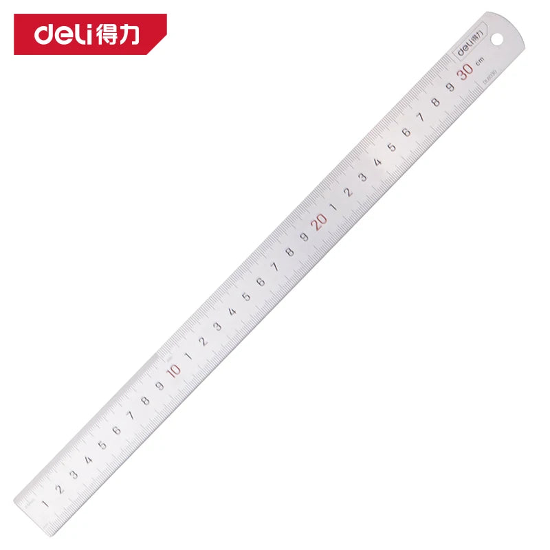 Deli 1Pc Stainless Steel Ruler 15/20/30/40/50cm Metal Straight Ruler for Home School Precision Measuring Drawing Tool Supplies