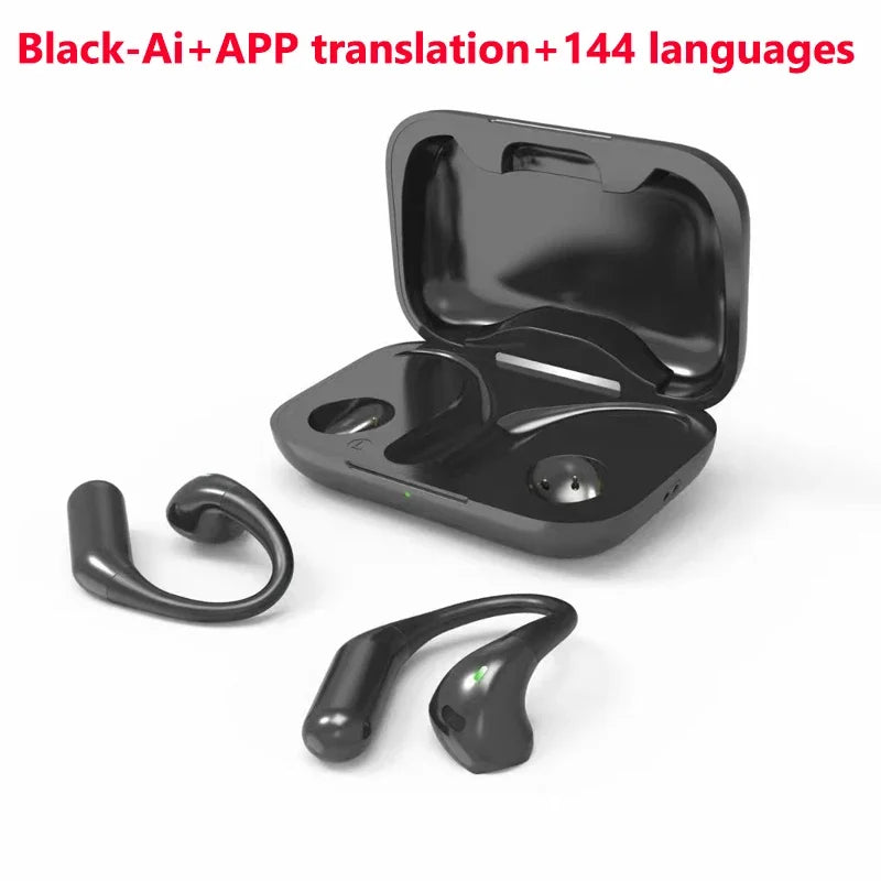 144 Languages Translator Earbuds Bluetooth-Compatible 5.4 Real Time Voice Translator Noise Cancelling Translation Earphones