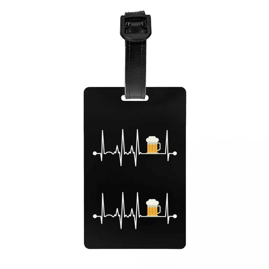 Custom Rock Guitar Heartbeat Luggage Tag With Name Card Music Singer Privacy Cover ID Label for Travel Bag Suitcase