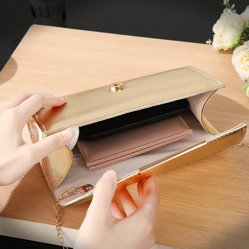 New banquet dinner bag - elegant metal-edge, versatile for banquet gatherings and ceremonies hand-held bag stylish shoulder bag