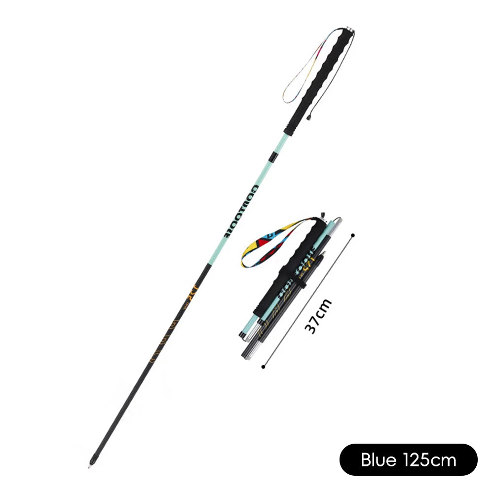 2026 New Ultra Light Carbon Fiber Trekking Pole Foldable Design Professional Hiking Trail Running Walking Stick 105-125CM Length