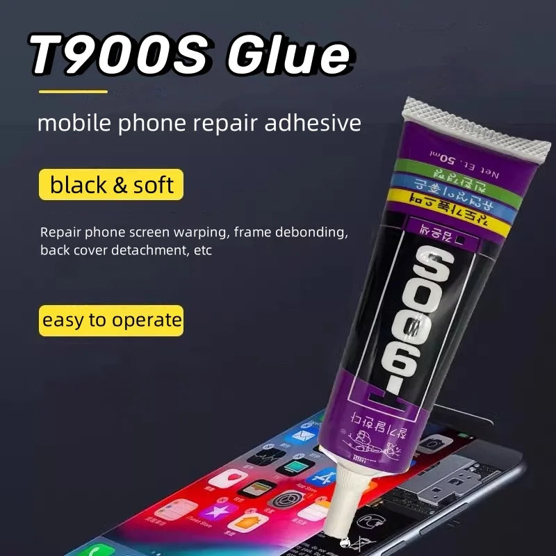 T900S Korea Soft Super Glue Eleastic Components Laptop Mobile Phone LCD Display Screen Black Adhesive Sealant Glue PVC Metal