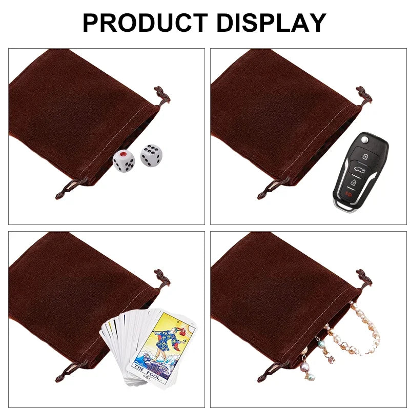 10Pcs/set Short Plush Dice Bag  Drawstring Bags For Tarots Card Jewelry Board Games RPG Game Dice High-grade Flannel Packet
