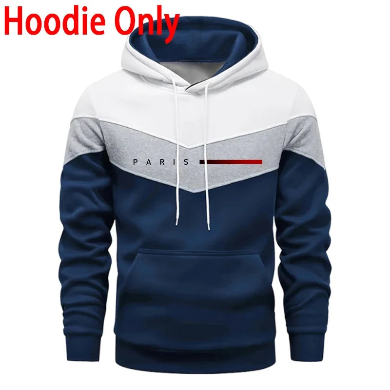 Paris Fashion Men's Hoodies Set Daily Casual Sports Hooded Sweatshirt and Jogger Pants Male Urban Trend Warm Pullover Tracksuit