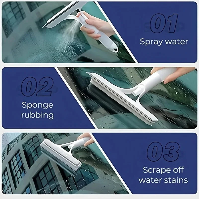 [3-in-1 Glass Cleaner] 1pc 3-in-1 Multifunctional Glass Cleaner with Spray Function | Handheld Window, Tile, Car Windshield