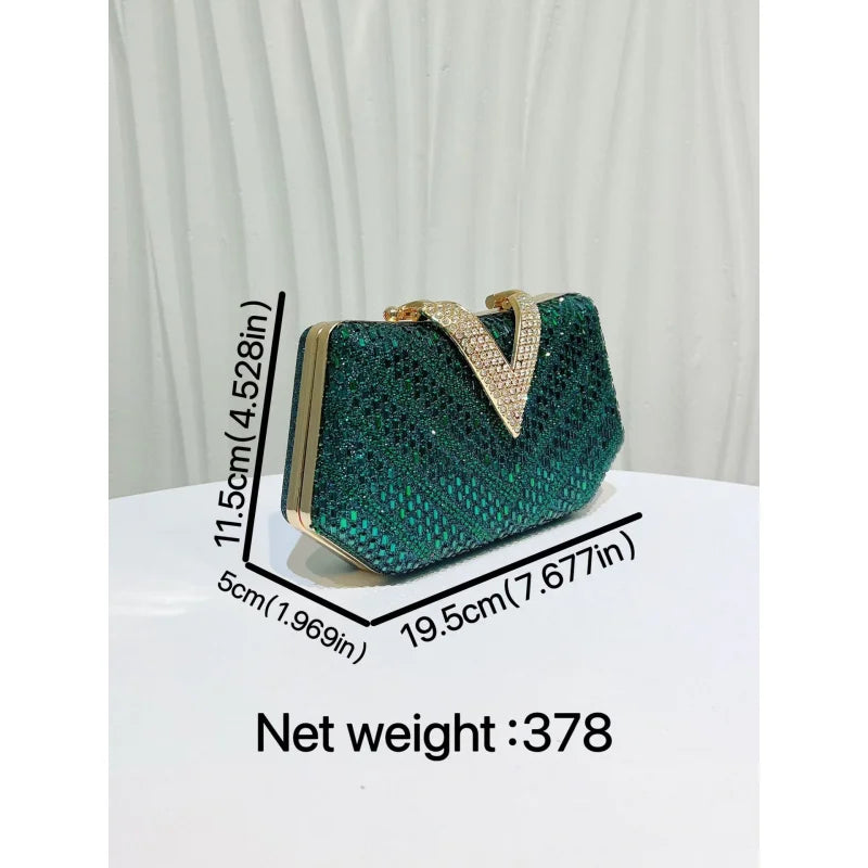 New fashion bag for women, light luxury and high-end evening clutch bag, chain bag, exquisite full-diamond socialite clutch bag