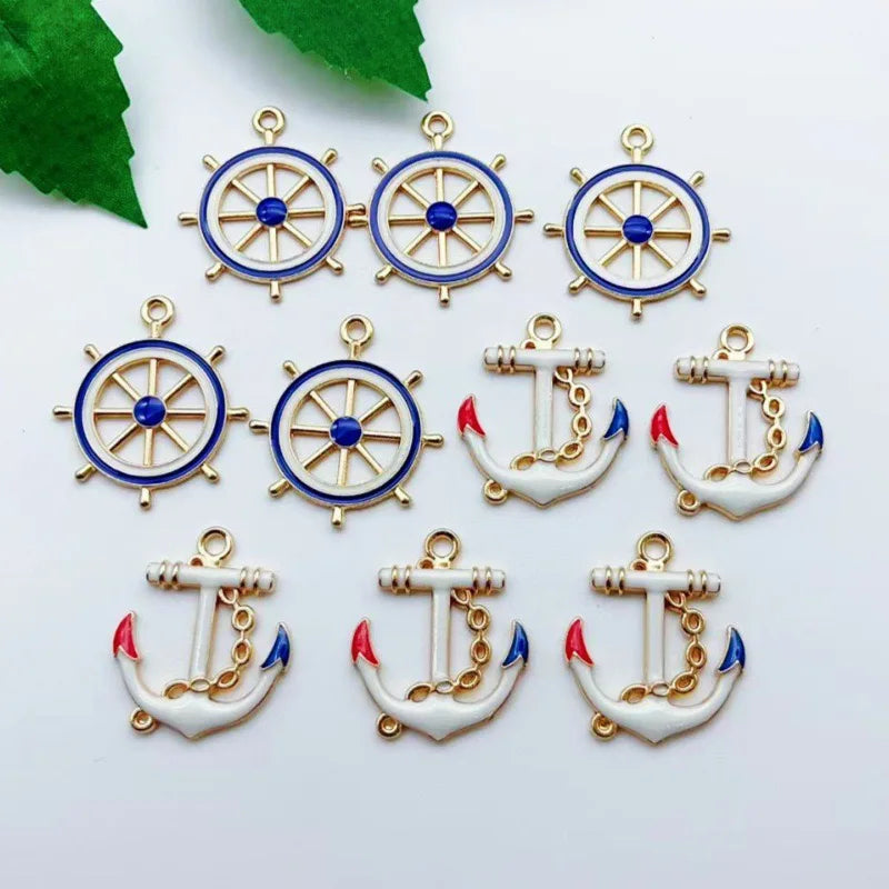 10pcs jewelry alloy accessories DIY boat anchor rudder hanging price handmade hair accessories necklace clothing hanging accesso
